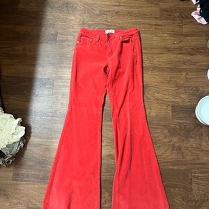 Red Flared Corduroy Pants